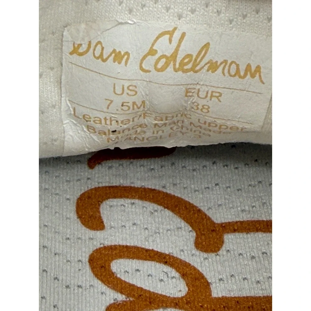 Sam Edelman Mangle Low Top Sneakers Sesame White Suede Mesh US 7.5M EUR 38